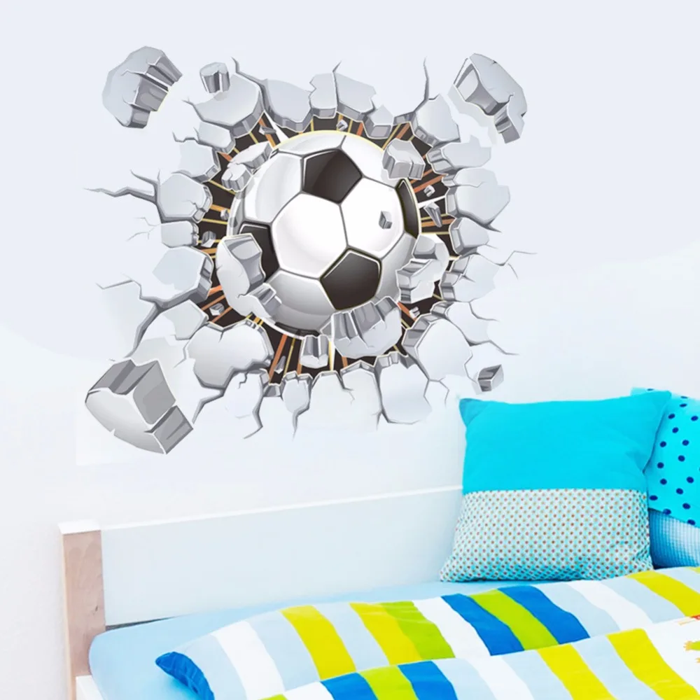 Vista 3D Reloj de Fútbol Pegatinas Roto de la Pared DIY Decoración Mural autoadhesivo de Reloj de Lujo Calcomanía de Vinilo Para la Habitación de los Niños Sala de estar 5