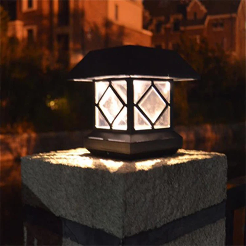 LED Columna de Faro Impermeable al aire libre de la Energía Solar Linterna de Luz de la Comunidad de Villa Luz al aire libre del Patio Pilar de la Puerta de la Luz Amurallada 5