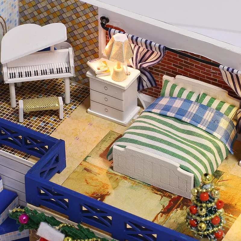 Muebles de Casa de muñecas 3D DIY modelo en miniatura + 3D lámpara de Madera de casa de muñecas K-013F 5