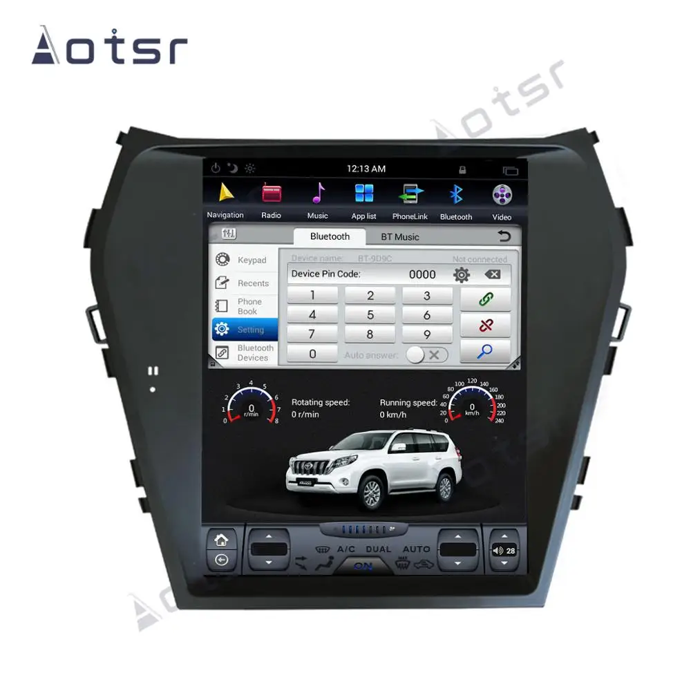 Android 9.0 Tesla Coche GPS Navi multimedia Para Hyundai Santa Fe ix45 2013-2018 auto stereo radio grabadora No DVD jefe de la unidad de 5