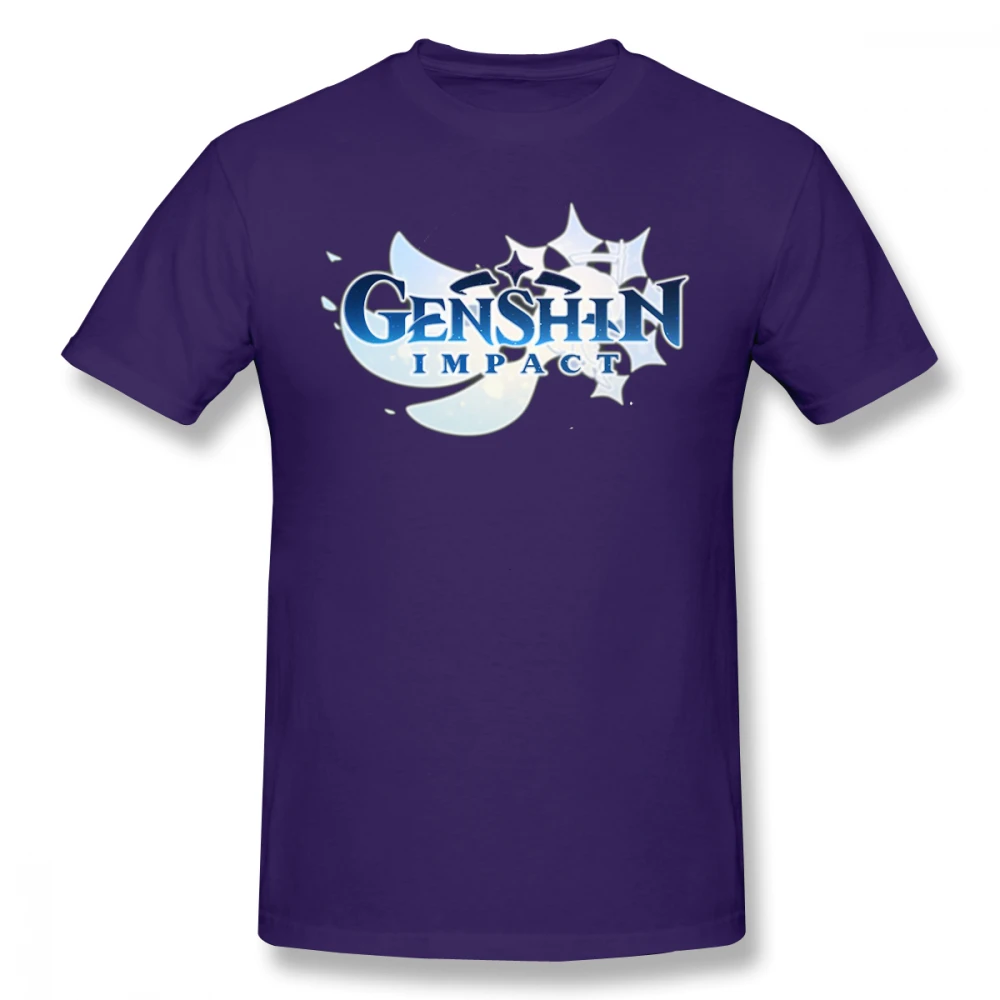 Genshin Impacto de la Acción de Juego de Rol 2020 de la Nueva Llegada de la Camiseta Azul con cuello redondo de Algodón para Hombres 5