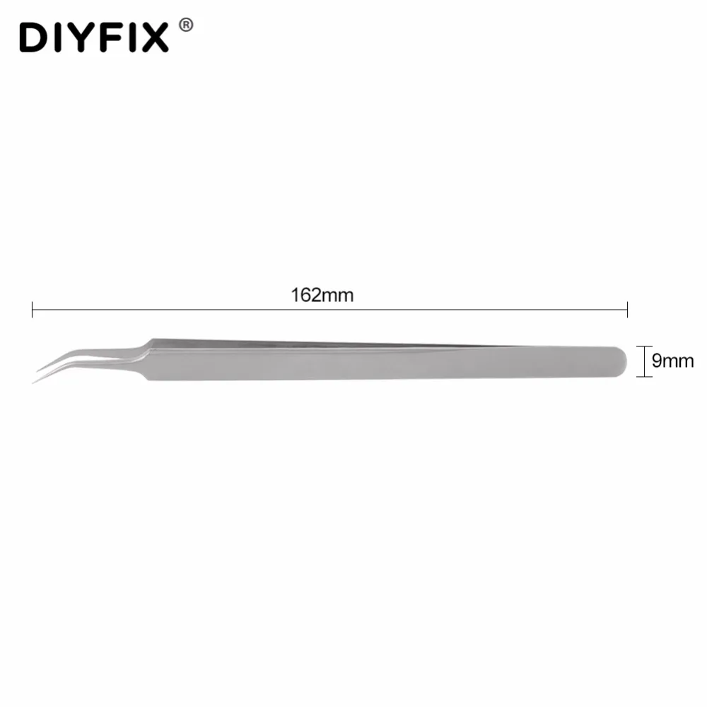 DIYFIX Ultra Precisión Pinzas de Acero Inoxidable Curvado Pinzas Alicates con Punta Fina 5
