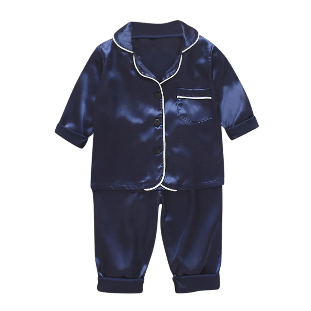 Bebé Pijamas Conjunto de Niño Ropa de Niños del Bebé de Manga Larga Sólido Tops+Pantalones Pijamas ropa de dormir Trajes vetements pour enfants 5
