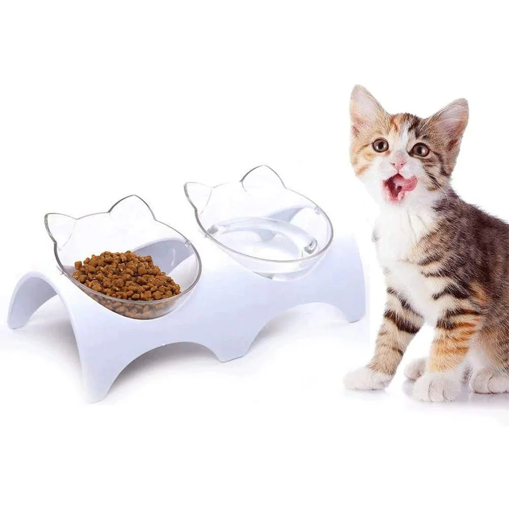 Gato Perro Tazones, Planteadas con Soporte Anti-Vomiting15 Grado Inclinado Pet Bowl plato de Comida y Agua Saludable e Higiénico de Alimentador de Tazones 5