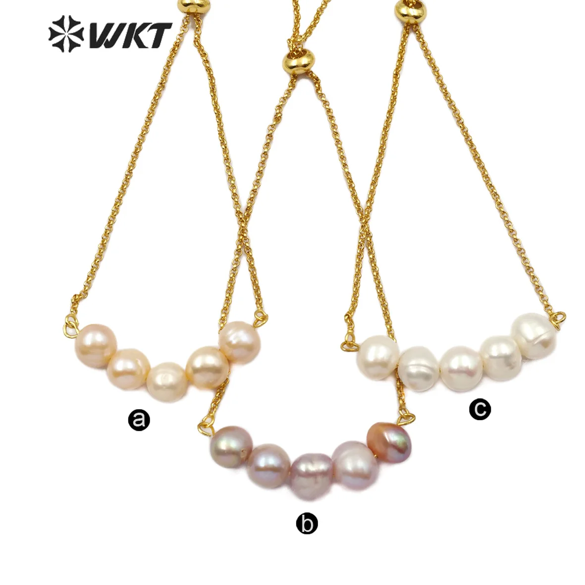 WT-B482 Nuevo arriva! blanco natural púrpura de la perla de agua dulce de la Pulsera ajustable de oro Brazalete de las mujeres de moda de verano de la Pulsera de la Joyería 5