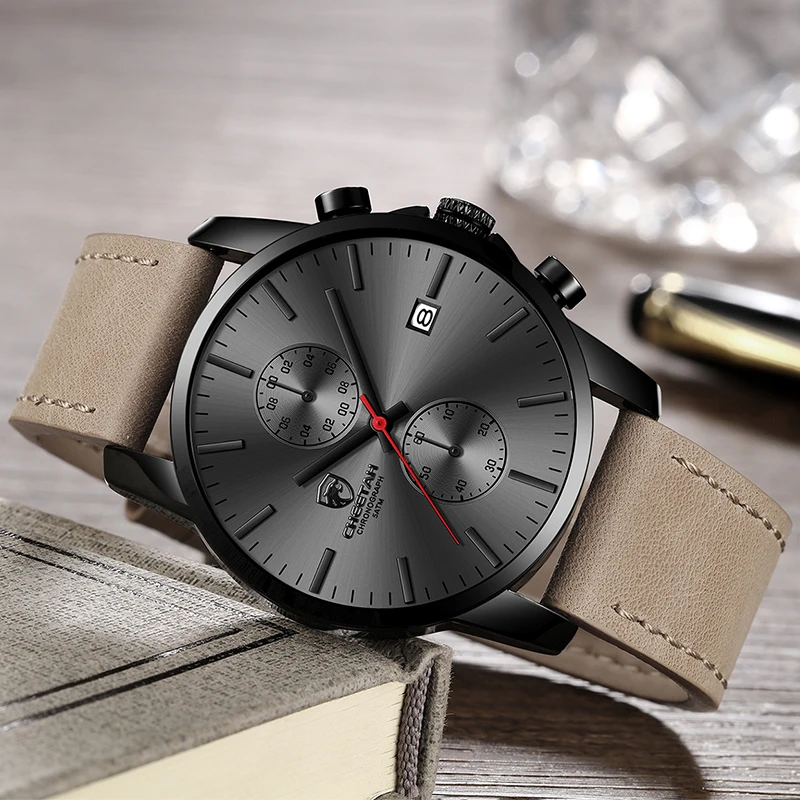 CHEETAH de Nueva Moda Relojes para Hombre de la Marca Superior de Lujo Cronógrafo Deportivo Reloj de Cuarzo de los Hombres de Cuero Reloj de Relogio Masculino 5