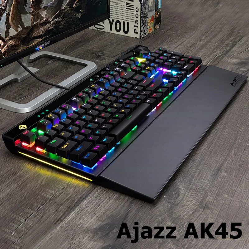 A-jazz AK45 111 Clave RGB Completo de la Versión USB con Cable Mecánico de Teclado Negro Marrón Rojo Blanco CAJA Mecánica del Eje del Doble Perilla de Mode 5