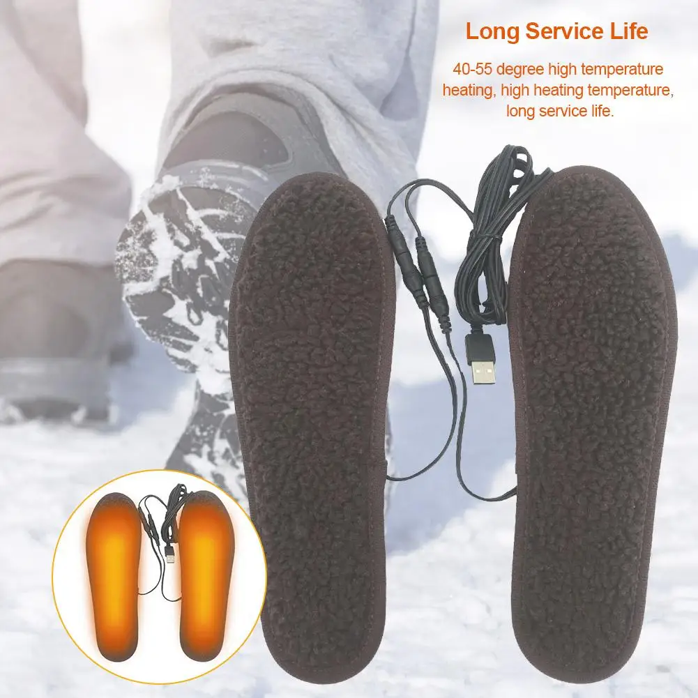El Nuevo USB Climatizada Plantillas de Zapatos Bereber de Felpa Suave Lavable Para Calentador de Pies Climatizada Plantillas 5