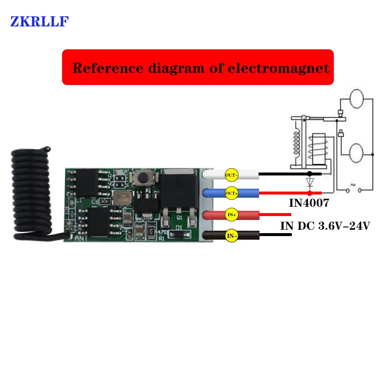 433mhz DC 1CH 3.6 V 8V 12V 24V Mini Relé de Control Remoto Inalámbrico RF Interruptor de encendido LED de la Lámpara del Controlador Micro Transmisor-Receptor de 5