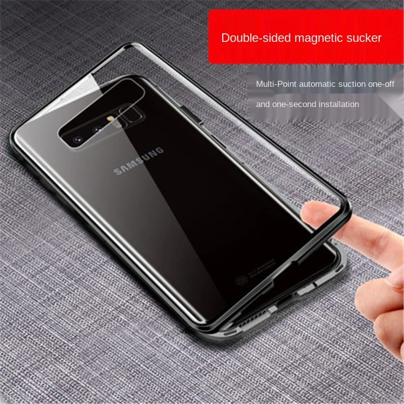 De Metal Magnético Caja De Cristal Para Samsung Galaxy S20 Ultra S8 S9 S10 Plus Nota 8 9 10 A71 A51 A70 A11 A21s 360 Completa De La Cubierta De Protección 5