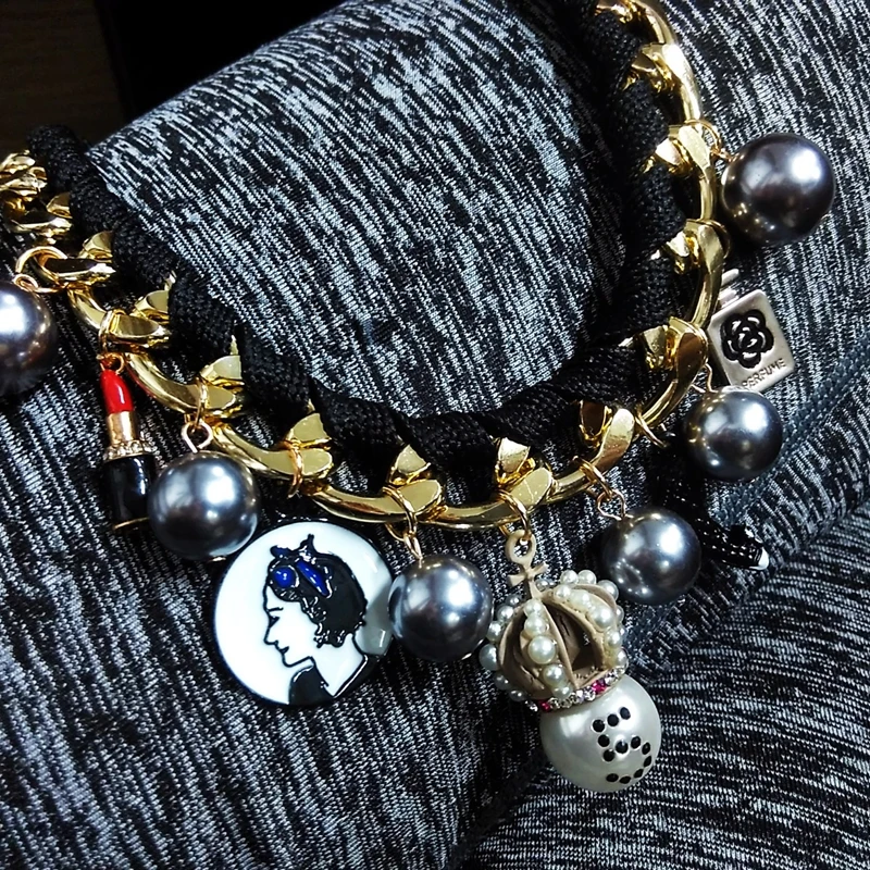 Mimiyagu diseñador de estilo gargantillas collar de perlas para las mujeres de color gris perla mezcla declaración collar 5