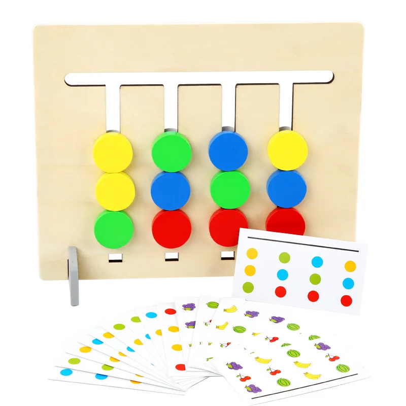 Montessori Educativos, Juguetes de Madera de Cuatro colores de los Animales Juego de Ajedrez Ejercicio de Coordinación Ojo-Mano Regalo para los Niños 5