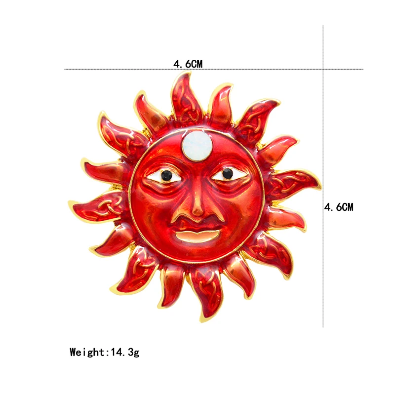 CAIZI 2019New Rojo Lindo dios del Sol de la Broche del Rhinestone de la Flor de Broches Para las Mujeres Esmalte Pin de la Joyería de la Boda Ropa Accesorios Regalos 5