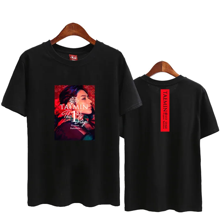 Estilo de verano shinee taemin la primera etapa de conciertos misma impresión o de cuello de manga corta t shirt unisex kpop suelta la camiseta 5