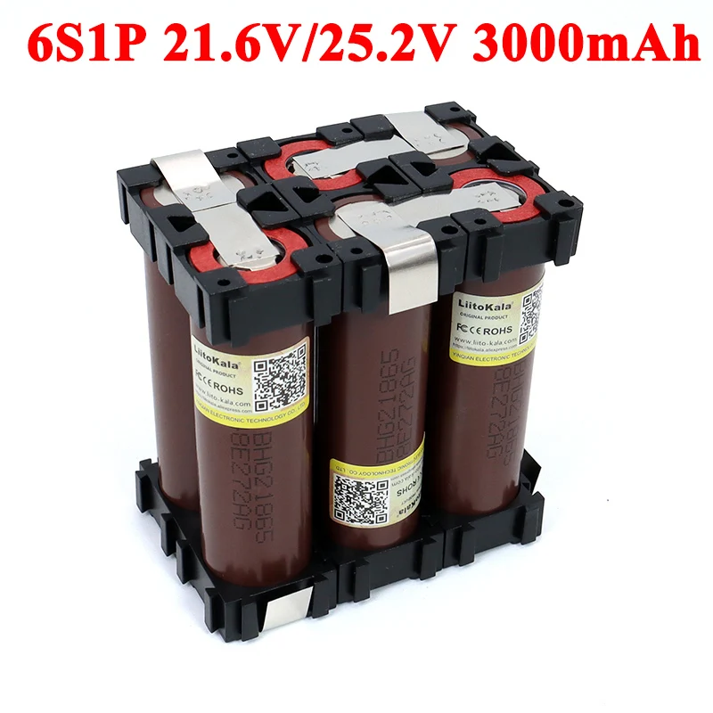 Liitokala 18650 HG2 2S 3S 4S 5S 6S 8S de 6000mAh 20A 7.4 V 12.6 V a 25.2 V 29,6 V 3000mAh para Destornillador baterías de soldadura de la batería 5