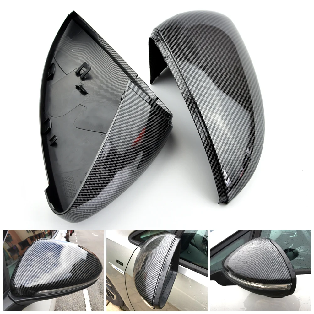2 piezas Para VW Golf MK7 7.5 GTI 7 7R Espejo Cubre las Tapas de Espejo Retrovisor Caso de la Cubierta de Carbono Mirada Brillante Negro Cromo Mate Cubierta 5