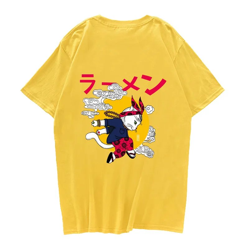 2019 Hombres T-Shirt De Hip Hop Anime Ukiyo Gato Camiseta De Harajuku Japonesa De Dibujos Animados De La Camiseta De La Ropa De Verano De Algodón Tops Camiseta De Manga Corta 5