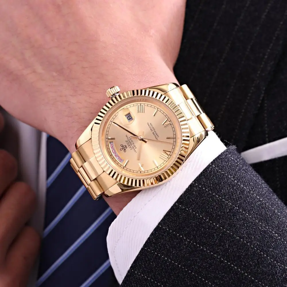 LGXIGE de la Marca de Lujo de los Hombres Relojes Automáticos del Reloj de Oro de los Hombres datejust de Acero Inoxidable de la prenda Impermeable de Negocio tradicionales Reloj Mecánico 5