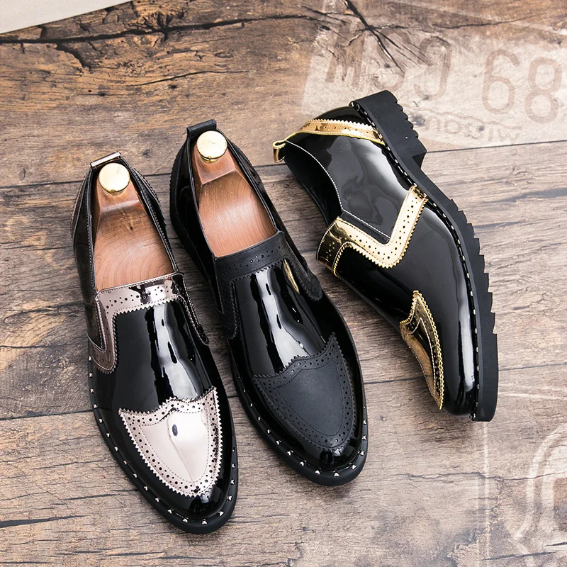 Los hombres Zapatos de Vestir de Negocios Zapatos de Cuero de Moda Elegante de la Boda Formal para Hombre Zapatos de Deslizamiento en la Oficina de Oxford Parte de los Zapatos de Gran Tamaño 4-13 5
