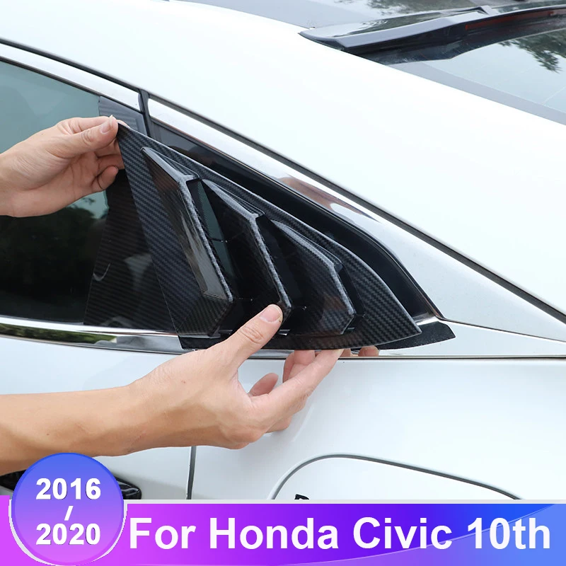Auto Panel de Cuarto Trasero de Ventilación Lateral de la Ventana de la Persiana de Cubierta Para Honda Civic 10 de 2016 2017 2018 2019 2020 Accesorios 5