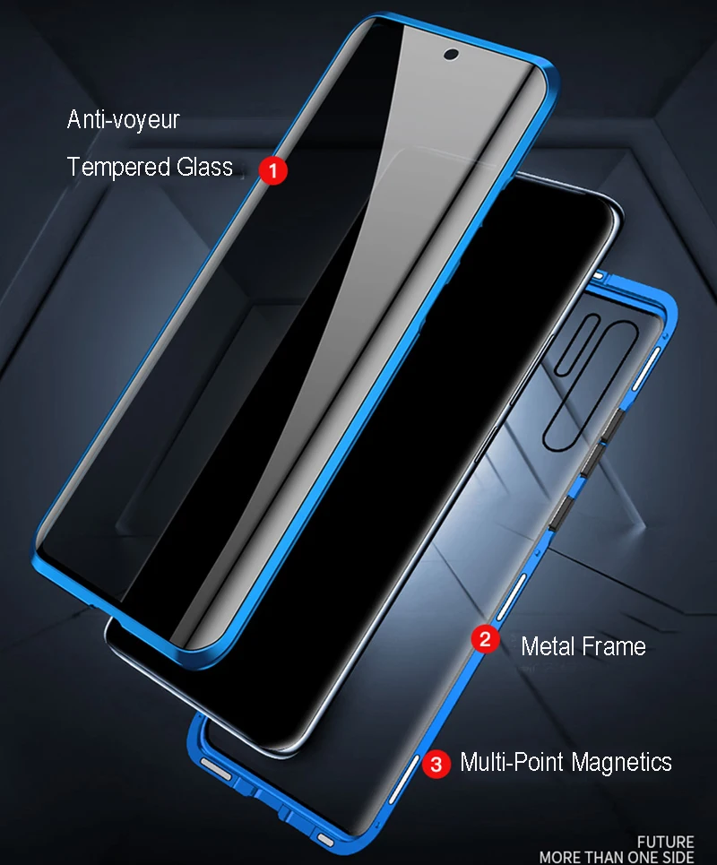 Vidrio templado Magnético de Privacidad de Caso para Huawei P40 Lite E P40 Pro Anti-peeping Imán Parachoques de Metal Huawei P30 Pro Psmart 2020 5