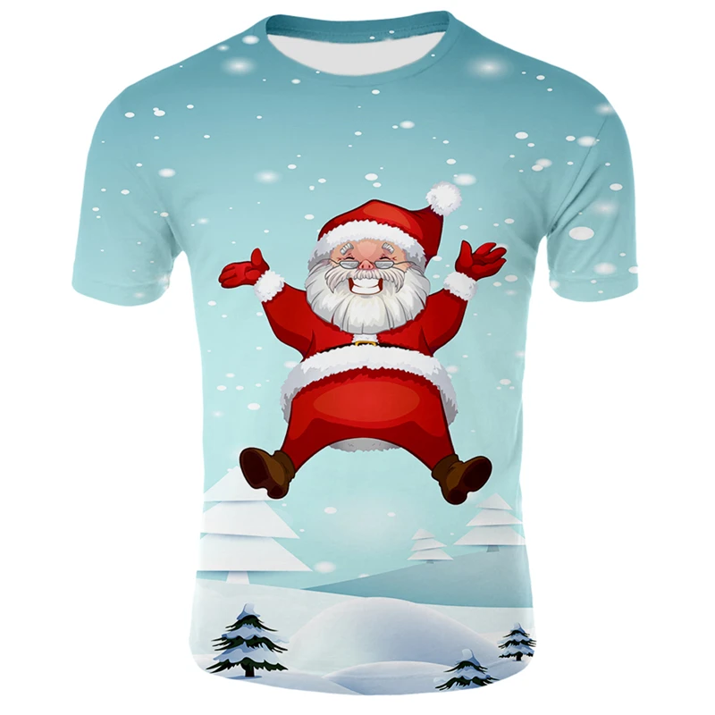 Santa Claus 3d de la Camiseta de las Mujeres de los Hombres Casual Tops de Manga Corta Divertido Streetwear Ropa Unisex de Navidad camiseta de Talla Plus 5