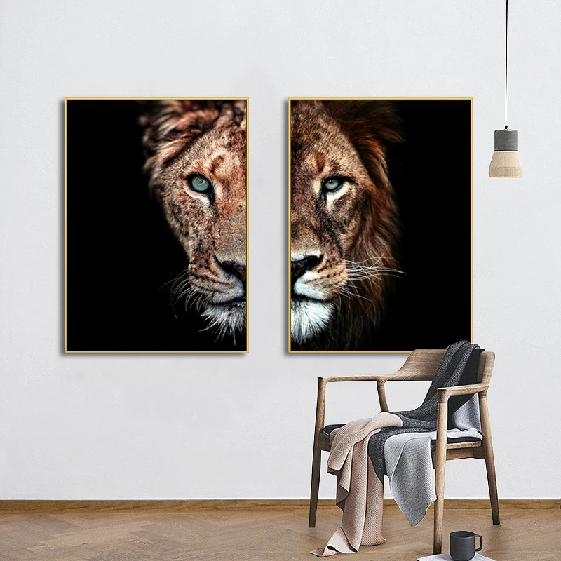 El león y la leona Lienzo Pinturas En La Pared de Arte Moderno Decorativo Posters Y las Impresiones de la Lona de Arte Fotos de Animales por Habitación 5
