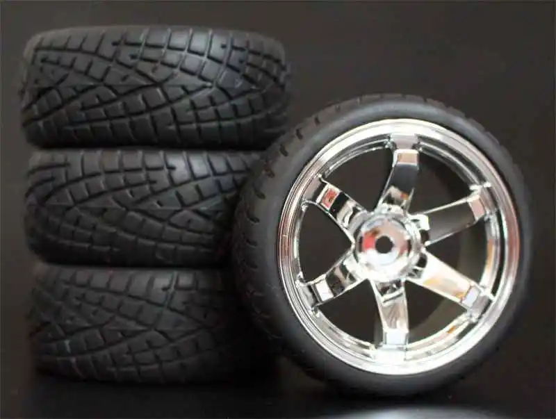 4pcs RC Neumáticos para 1/10 de Plástico y Ruedas de 26 mm de Espuma de Insertar En Carretera Coche HPI HSP Piezas de Repuesto 706 5