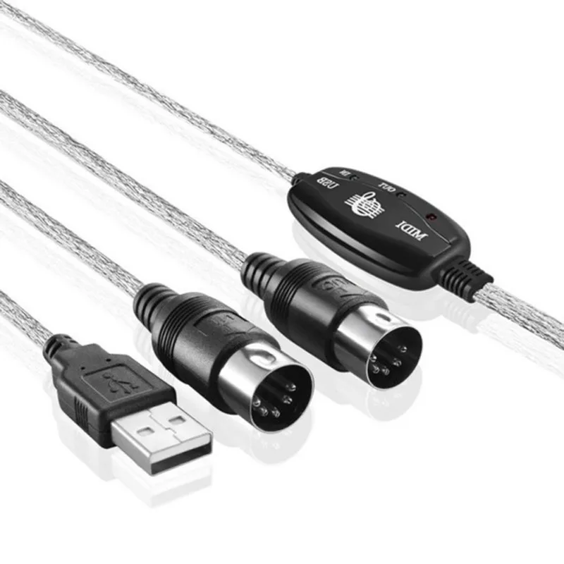 Cable MIDI-USB Convertir USB del Adaptador EN la SALIDA de la Interfaz MIDI Cable Convertidor de Música de PC Teclado Cables del Adaptador De 16 Canales 5