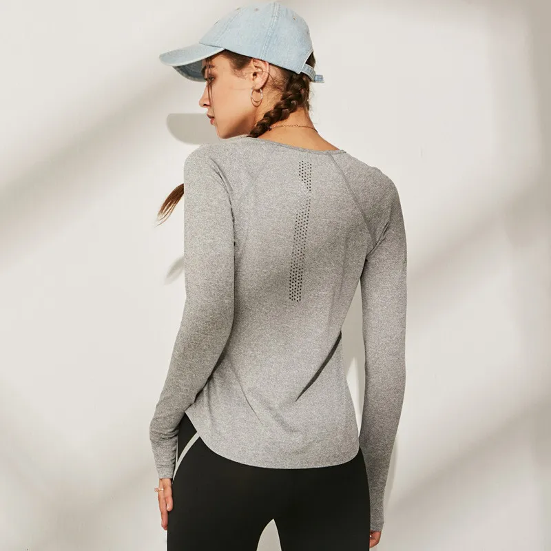 Otoño de ropa de Gimnasio Transpirable ropa de deporte Mujer Camiseta Top de Yoga de secado Rápido con Camisa Gimnasio Sport Camiseta de manga Larga 5
