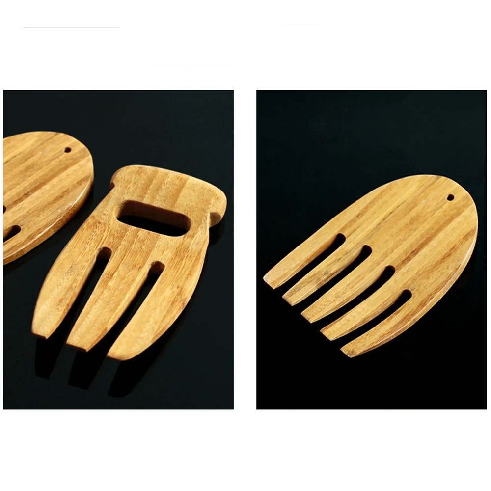 3pcs/set de Bambú Natural para Servir Ensalada Tenedor ensaladera Japonés Vajilla 5