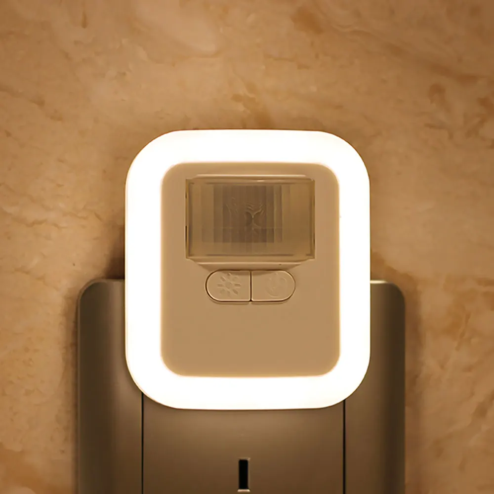 LED Plug-in Sensor de Movimiento control de la Luz de la Pared de la Noche de la Luminosidad de la Lámpara de los años 30/60/90/120s Tiempo de Iluminación Ajustable para la Sala de estar 5