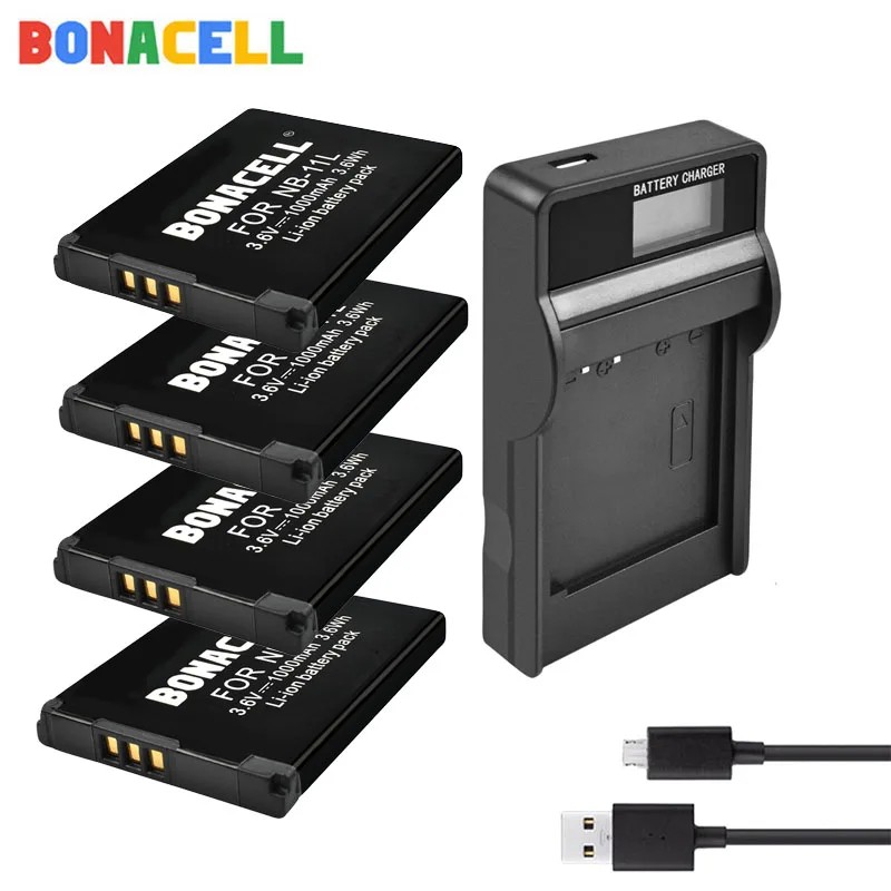 Bonacell NB-11 L de la Batería + LCD Cargador para Canon PowerShot ELPH 110 HS A2300 A2500 A3500 ES A2300 140 150 34 Cámara Digital 5