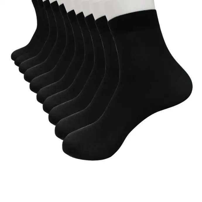 10Pair Malla Sólida de los Hombres Calcetines de Fibra de Bambú de Calcetines de los Hombres de Verano Transpirable Ultra-delgado Elástico de Seda Corto Tobillo Barco Calcetines de 3 Colores 5