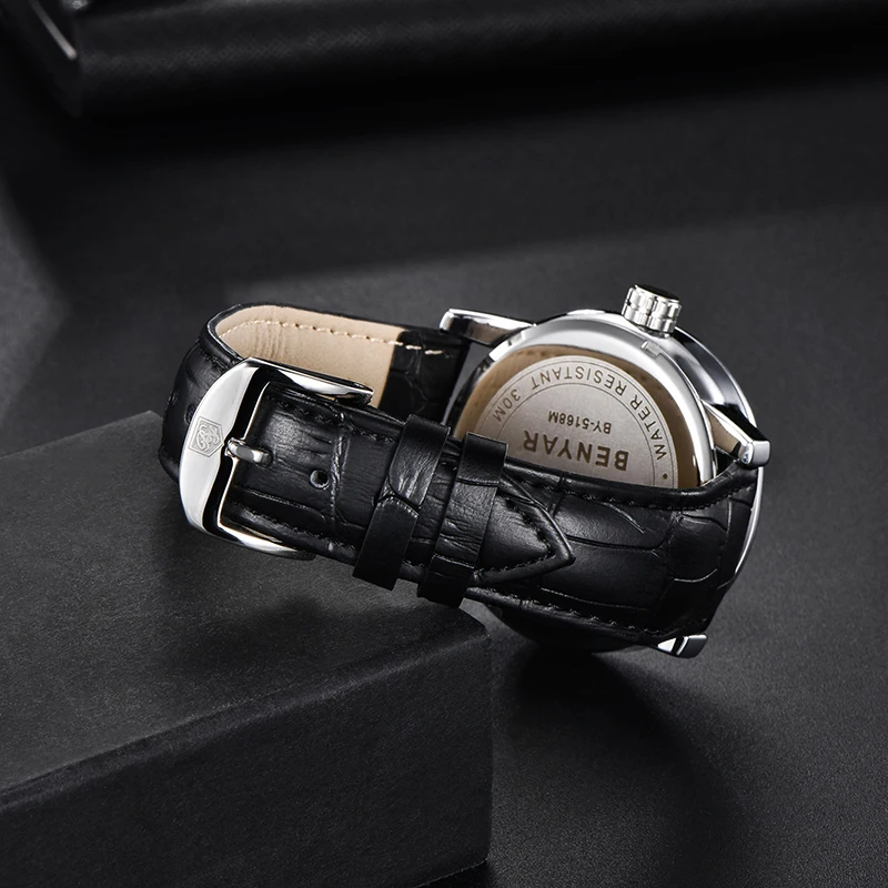 2020 BENYAR marcas de moda, hombres relojes de cuarzo de fecha automática reloj impermeable del deporte del reloj de los hombres de negocios de relojes para los hombres de lujo de nueva 5