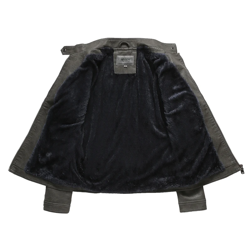 2021 vintage gris mate de cuero de la chaqueta de las mujeres de lana interior de invierno de gamuza de cuello de pie motorista abrigo moda de chica cool 5