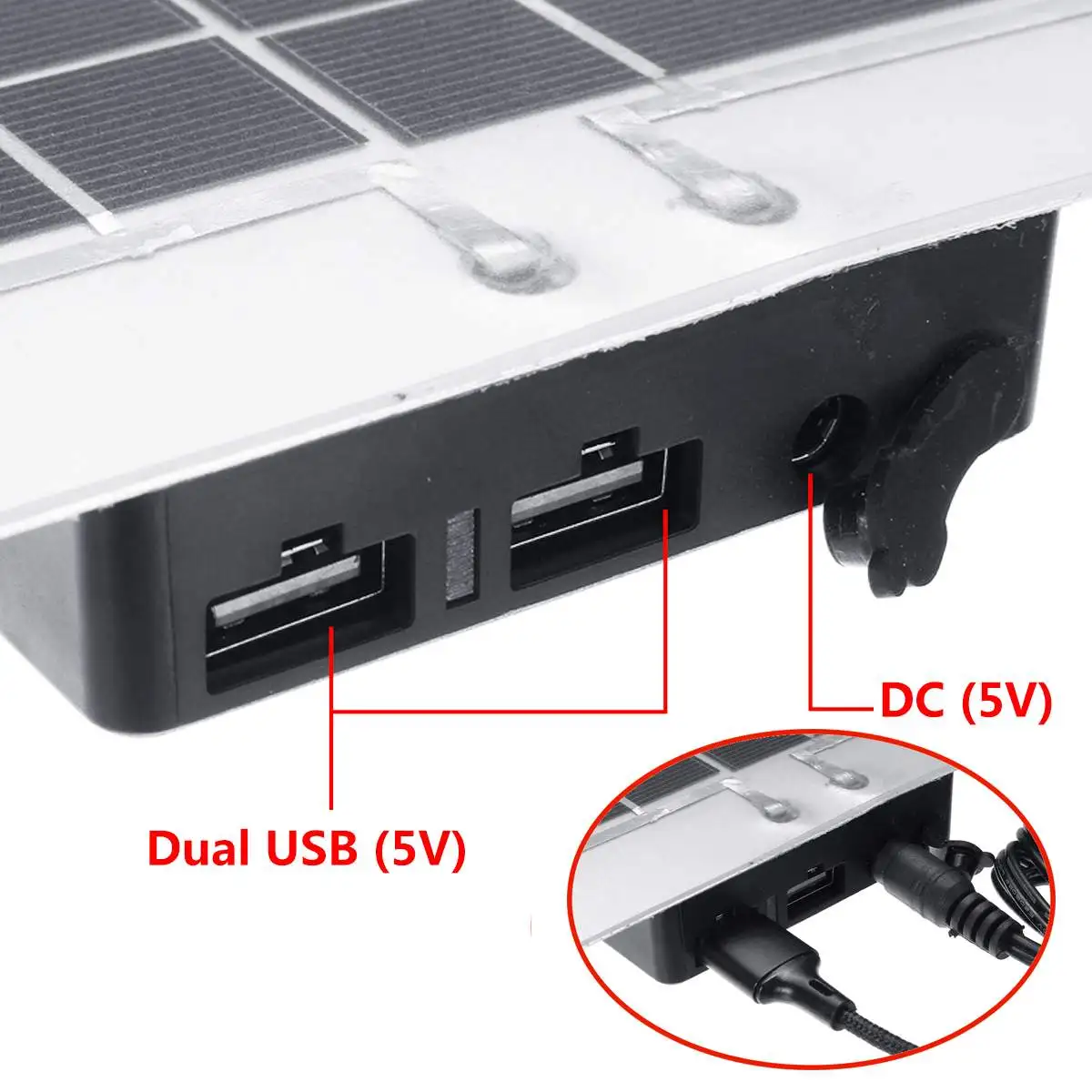 150W 18V Mono Panel Solar USB Dual 12V/5V DC Solares Monocristalinos Cargador Para el Coche RV Barco Cargador de Batería Impermeable 5