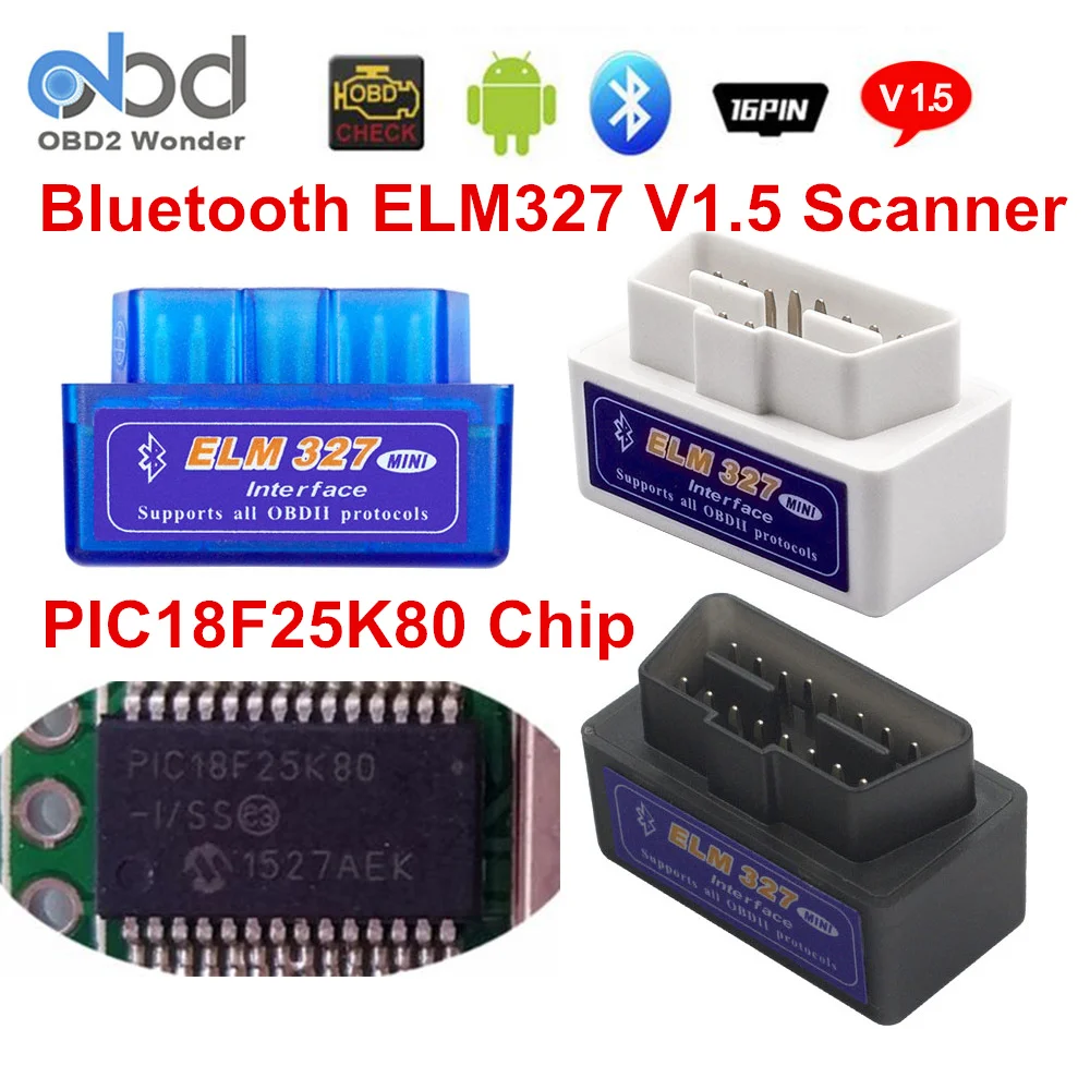 10pcs/Lot Bluetooth ELM327 V1.5 PIC18F25K80 ELM 327 1.5 OBD2 Lector de Código de Apoyar a Todos Protocolo OBDII OBD 2 Auto Diagnóstico Escáner 5