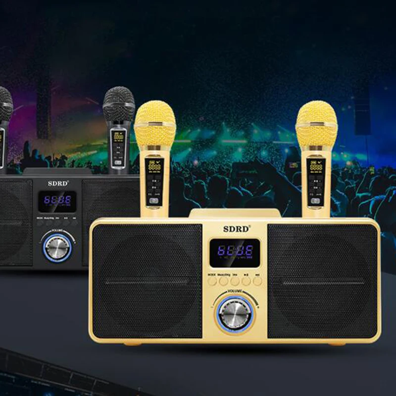 Altavoz de Karaoke Portátil de 40W Mover KTV Columna con 2 micrófonos inalámbricos de bluetooth del altavoz de sonido envolvente en 3D de cine en casa de sonido M 5