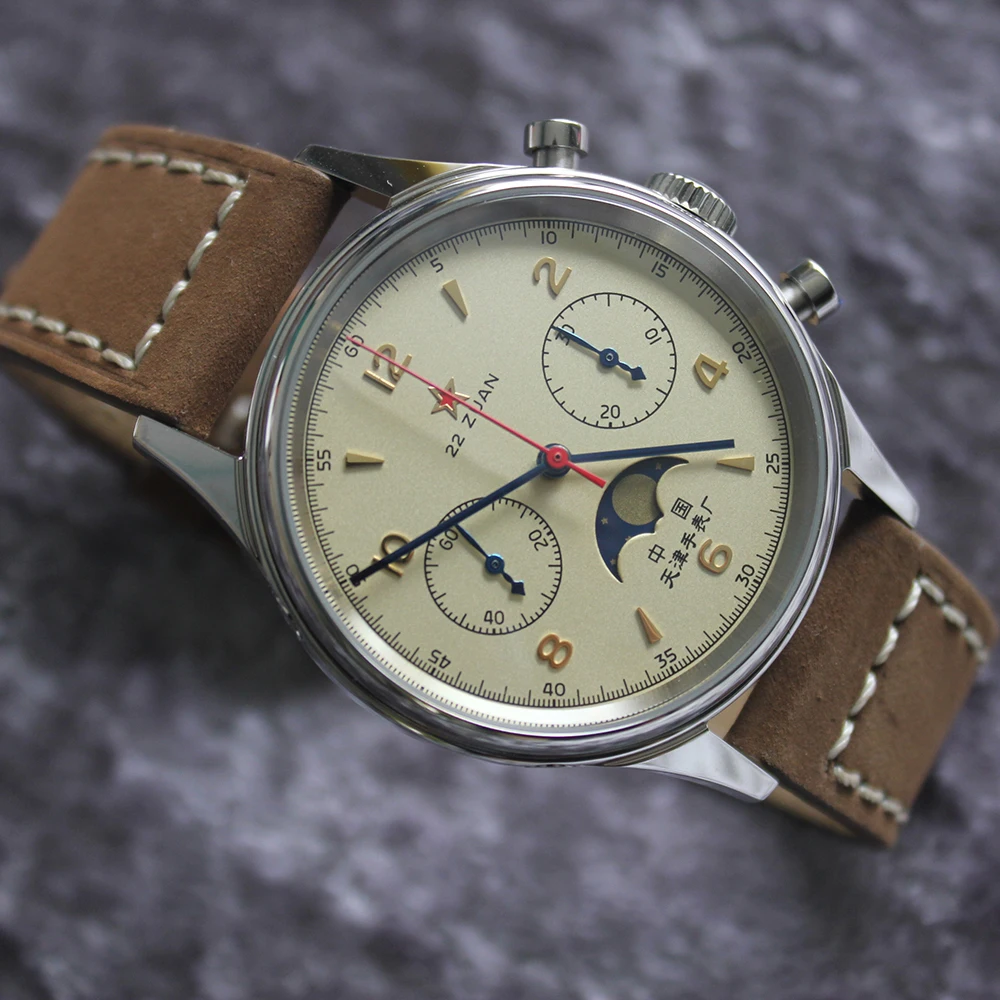 1963 Cronógrafo Reloj de los Hombres Piloto Reloj Mecánico de la Fuerza Aérea de 40mm reloj de Zafiro Reloj de Parada de la fase Lunar Reloj Hombre Reloj 5