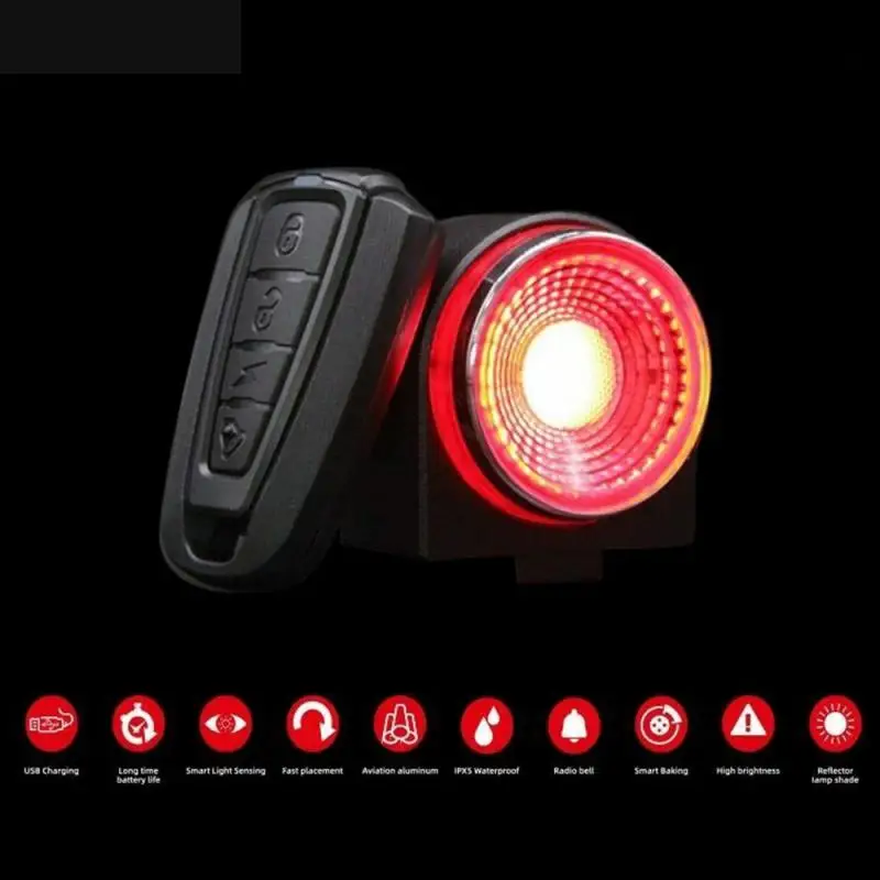 Bicicleta luces Traseras de la Bicicleta antirrobo de Bloqueo de la Alarma se puede cargar mediante USB LED de Luz de la Bicicleta Para Safete de Conducción de Luz Accesorios para Bicicletas 5