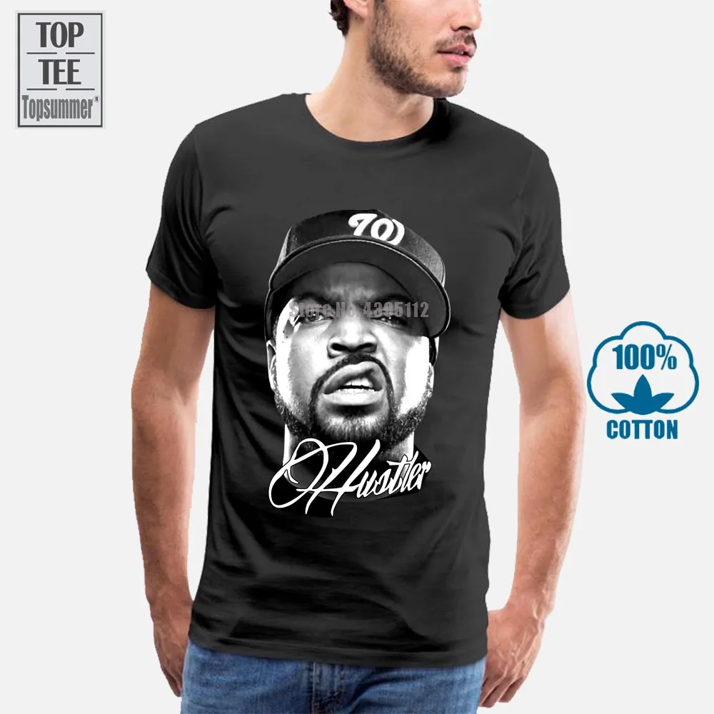 Cubo De Hielo Nwa Hustler Té Negro T-Shirt Compton Hip Hop De La Vieja Escuela Impresa Alrededor De Camiseta De Los Hombres A Precio Barato Top Tee 5