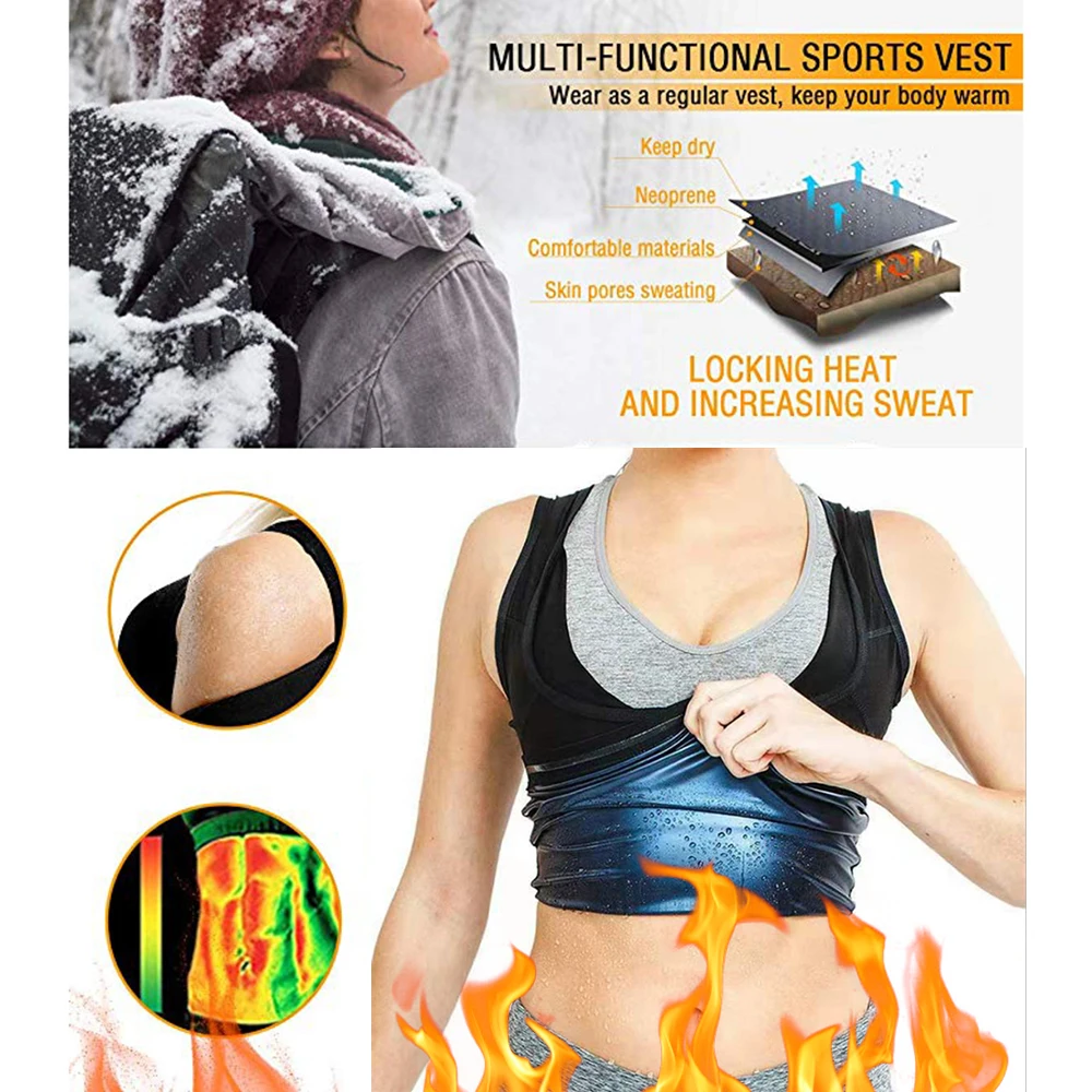 2021 Nuevas mujeres calientes de la quema de grasa corporal Sudor Shaper Sauna chaleco de fitness Gimnasio de la parte Superior del Tanque de Camisas de Traje Para Adelgazar Pérdida de Peso 5