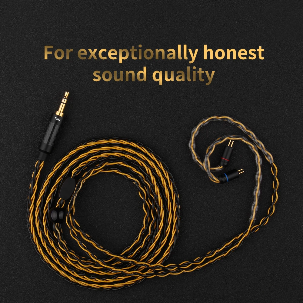 TRN T1 Oro Plata Mixto chapado 0.75 MMCX Actualización cable de Audio Estéreo de Auriculares de cable para Auriculares V90 IM2 V80 V30 V60 X6 AS10 5