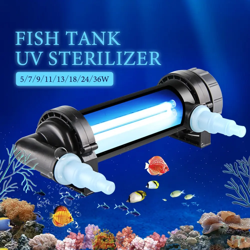 220V UV5W-H36 36W UV Esterilizador de Luz de la Lámpara Ultravioleta Filtro Clarificador Limpiador de Agua Para el Acuario Estanque de Coral Koi Fish Tank 5