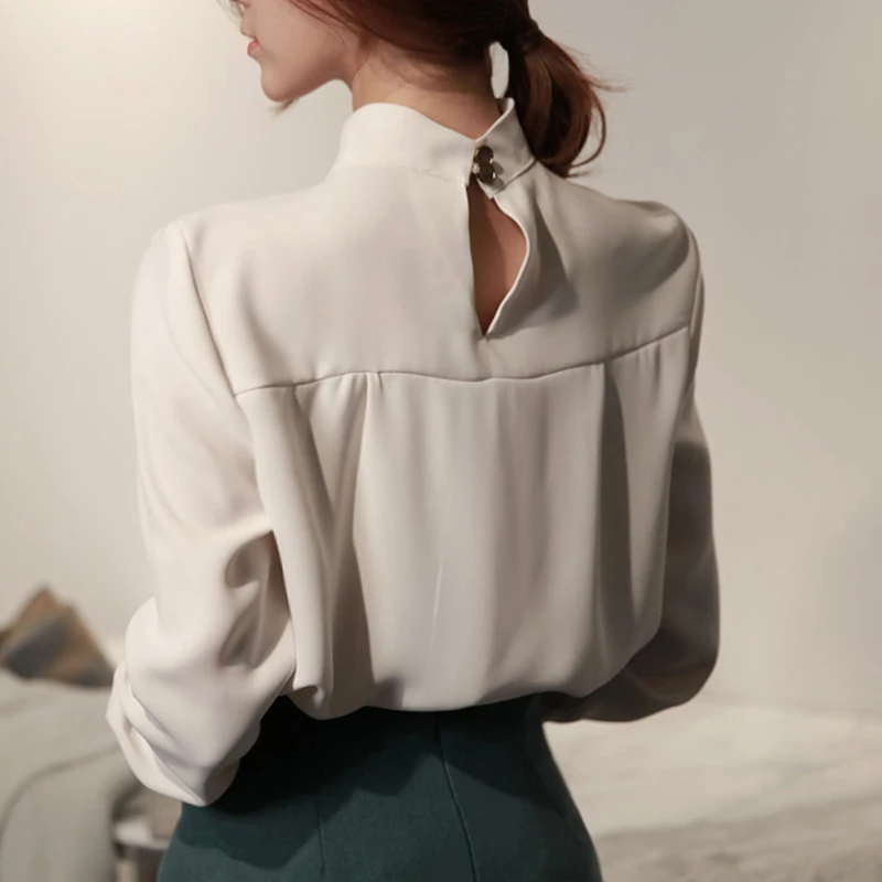 La mujer tops y blusas de manga larga blusa de gasa de la camisa de moda 2020 las mujeres blusa de la oficina de la camisa de las mujeres tops blusas ropa A518 5