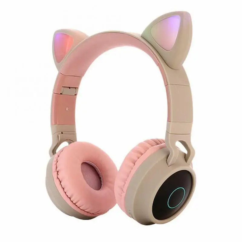 LED Auriculares Inalámbricos Bluetooth 5.0 Gato Estéreo Auriculares del Oído de los Niños de Juegos de Parpadeo Brillante Con Micrófono Regalos de Navidad 5