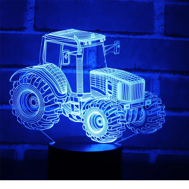 3D LED Luz de la Noche Dinámico Tractor, Coche con 7 Colores de Luz para la Decoración del Hogar de la Lámpara Increíble Visualización de Ilusión Óptica 5