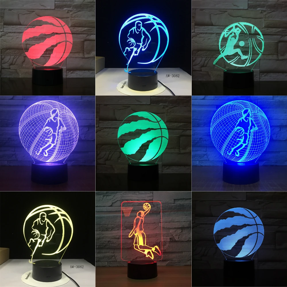 Baloncesto Rapaces 3D LED Luz de la Noche para el Club de Oficina en el Hogar Decoración de la Habitación de la Luz de Regalos para niños Kid Colorida Lámpara de Escritorio Dropshipping 5