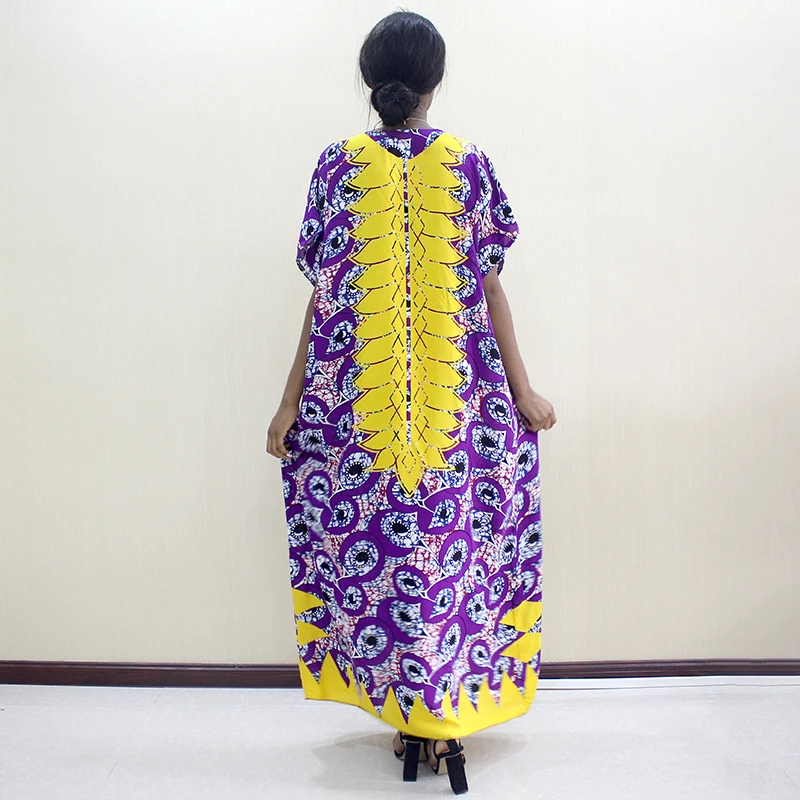 Africanas de la ropa del Tranditional Largo Suelto Vestido Vintage Dashiki caftán étnicos africanos vestidos para las mujeres con bufanda 5